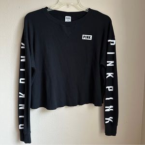 PINK Victoria Secret Womens Black Sweatshirt Top Size M Pullover CasuaL